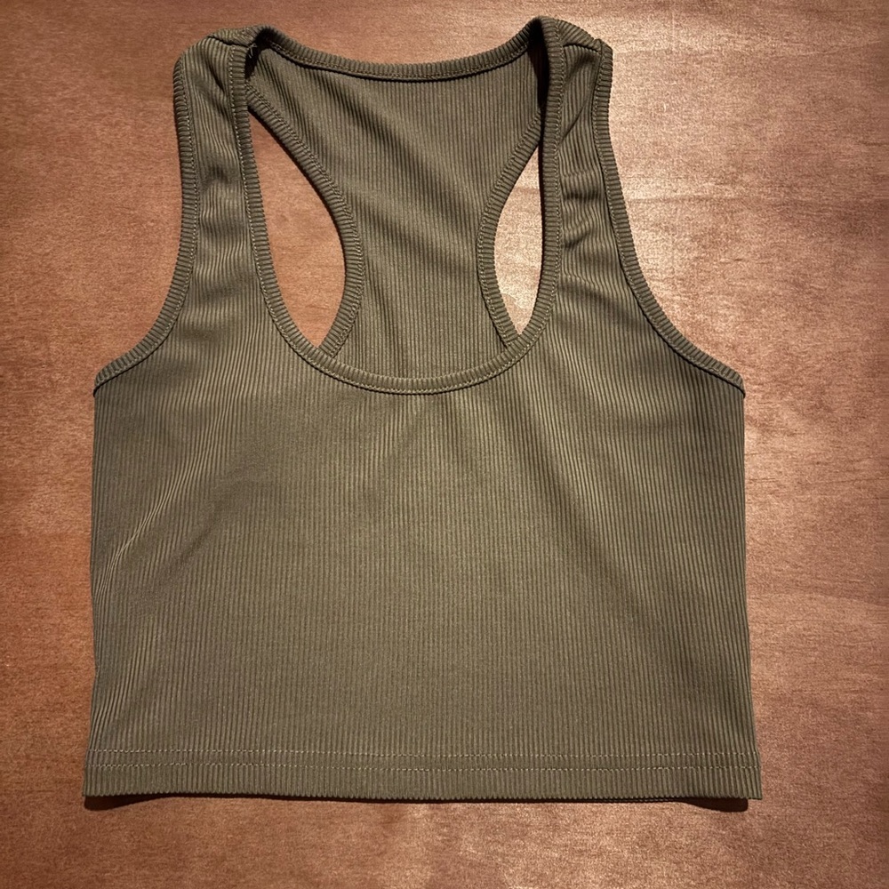 SHEIN Khaki Ribbed Top